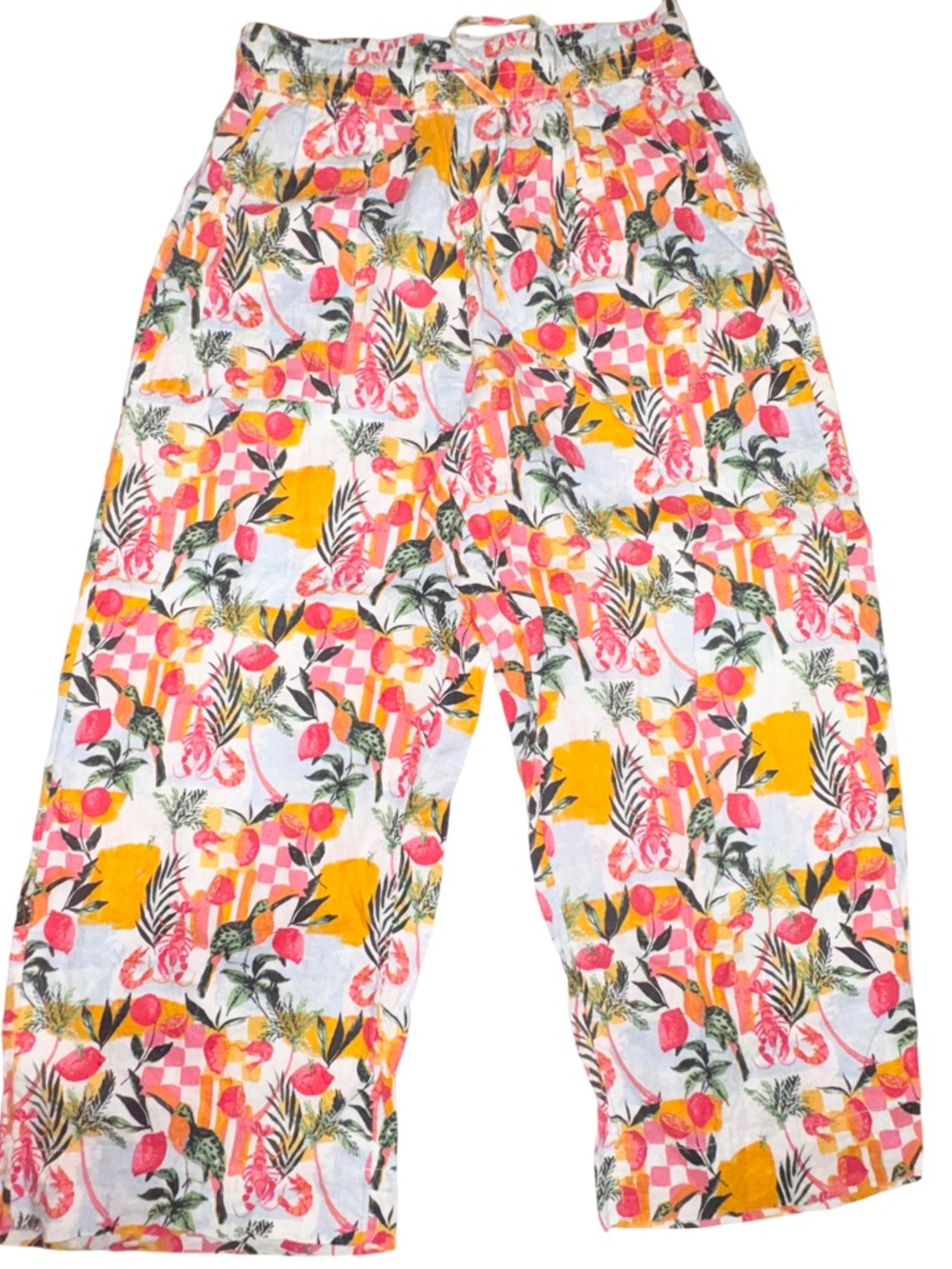 C&C California 100% linen wide-leg tropical linen pants medium - Picture 2 of 12